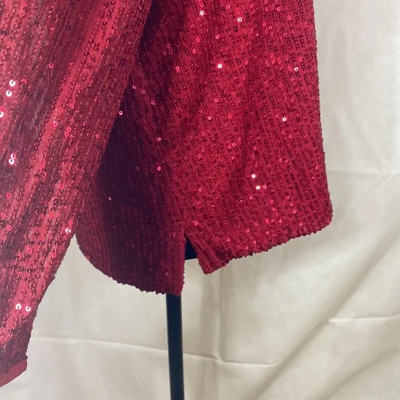 ASHLEY STEWART sequin RED few pulls on shoulder size 14/16 - Picture 6 of 6